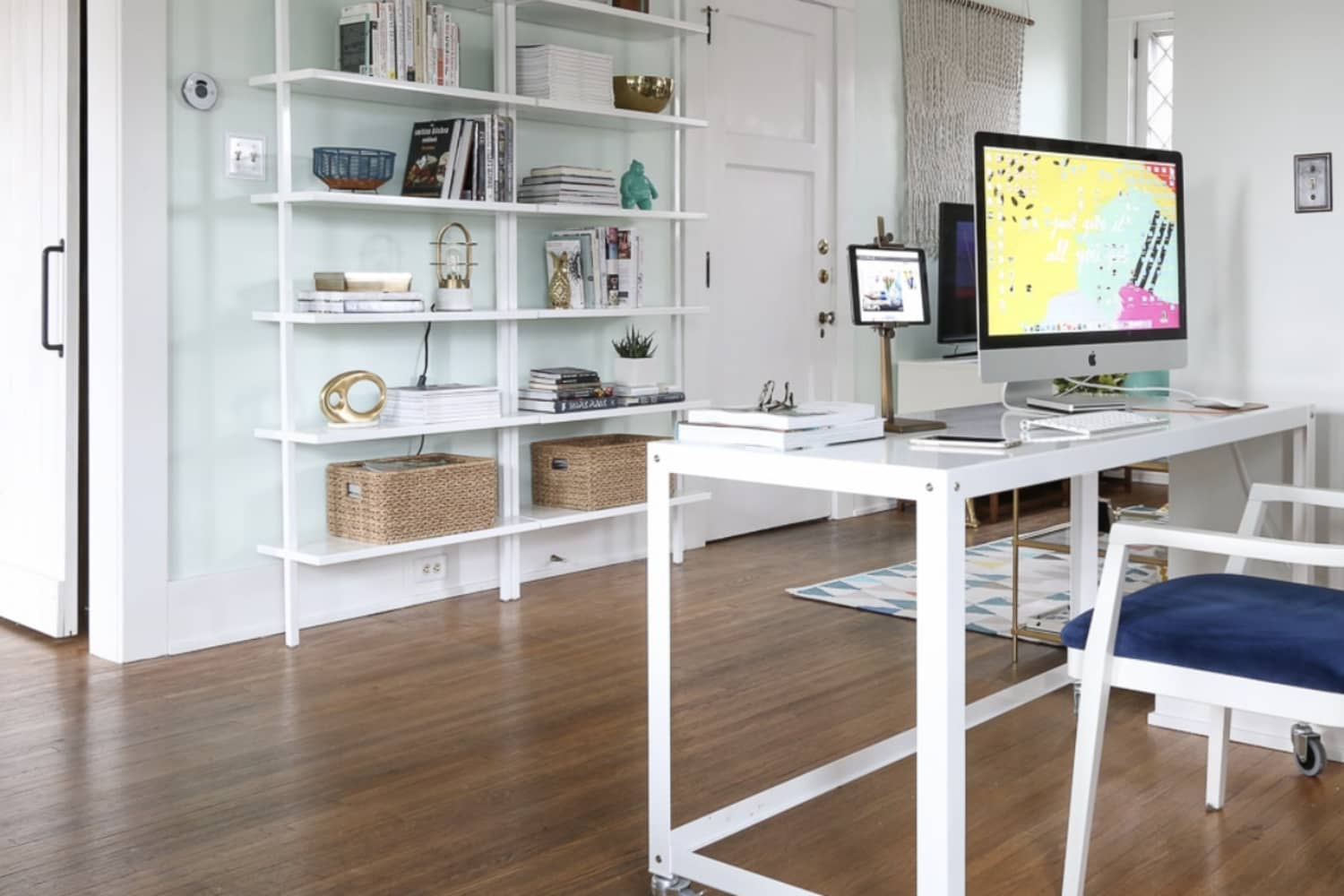 Cb2 white shop metal desk